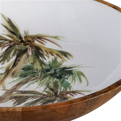 Mango Wood Lg Bowl - Palm Tree