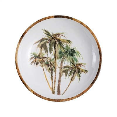 Mango Wood Lg Bowl - Palm Tree