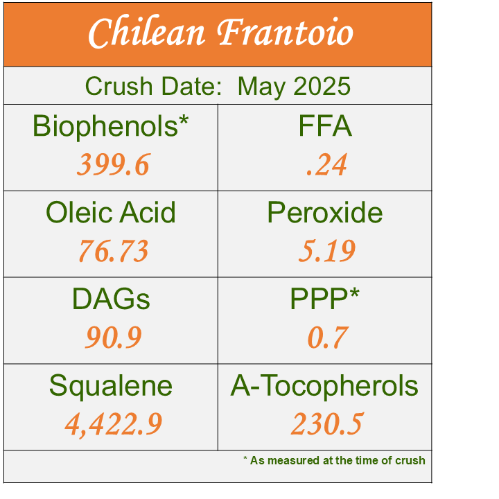 Chilean Frantoio - 2025 MEDIUM Ultra-Premium EVOO