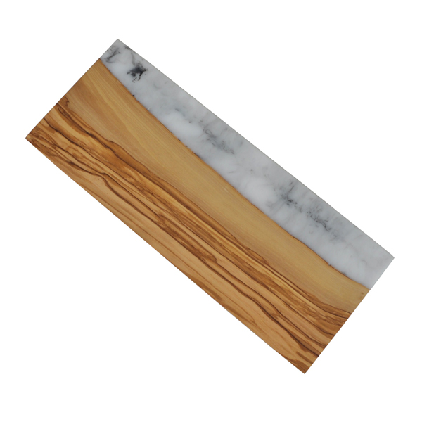 Olive Wood Cheese Board with Marble Resin Edge