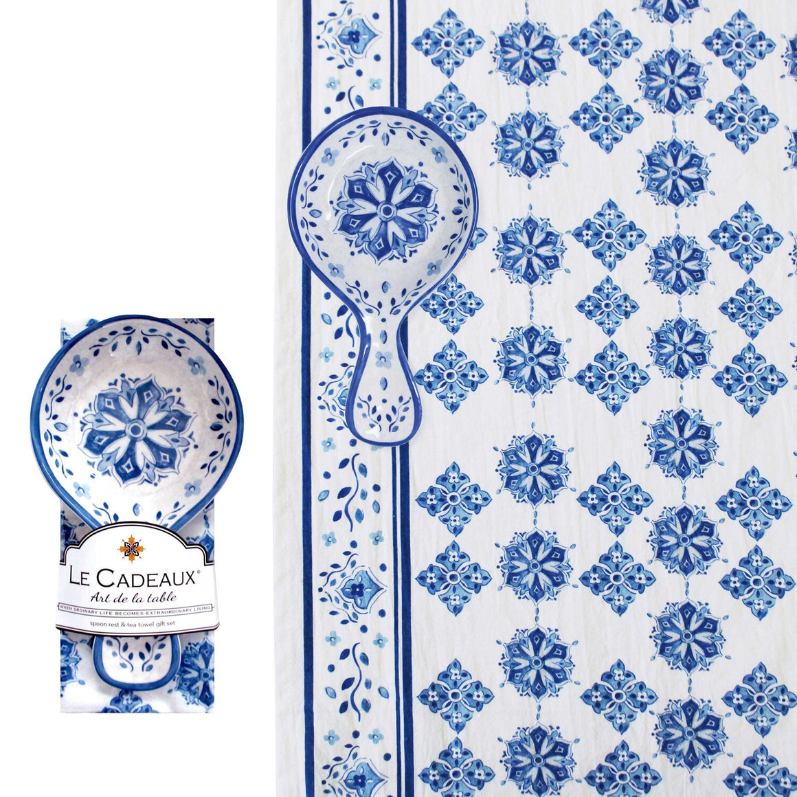 Le Cadeaux Spoon Rest Gift Set - Moroccan Blue