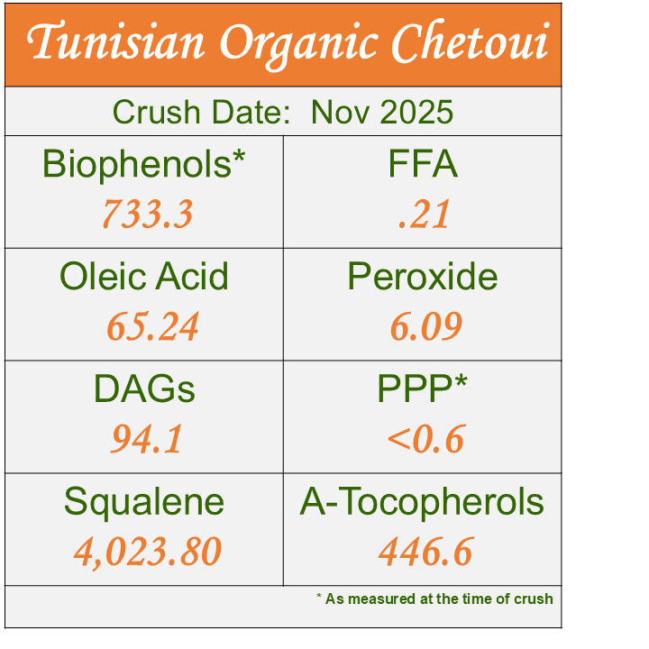 Tunisian Organic Chetoui 2025 - ROBUST Ultra-Premium EVOO