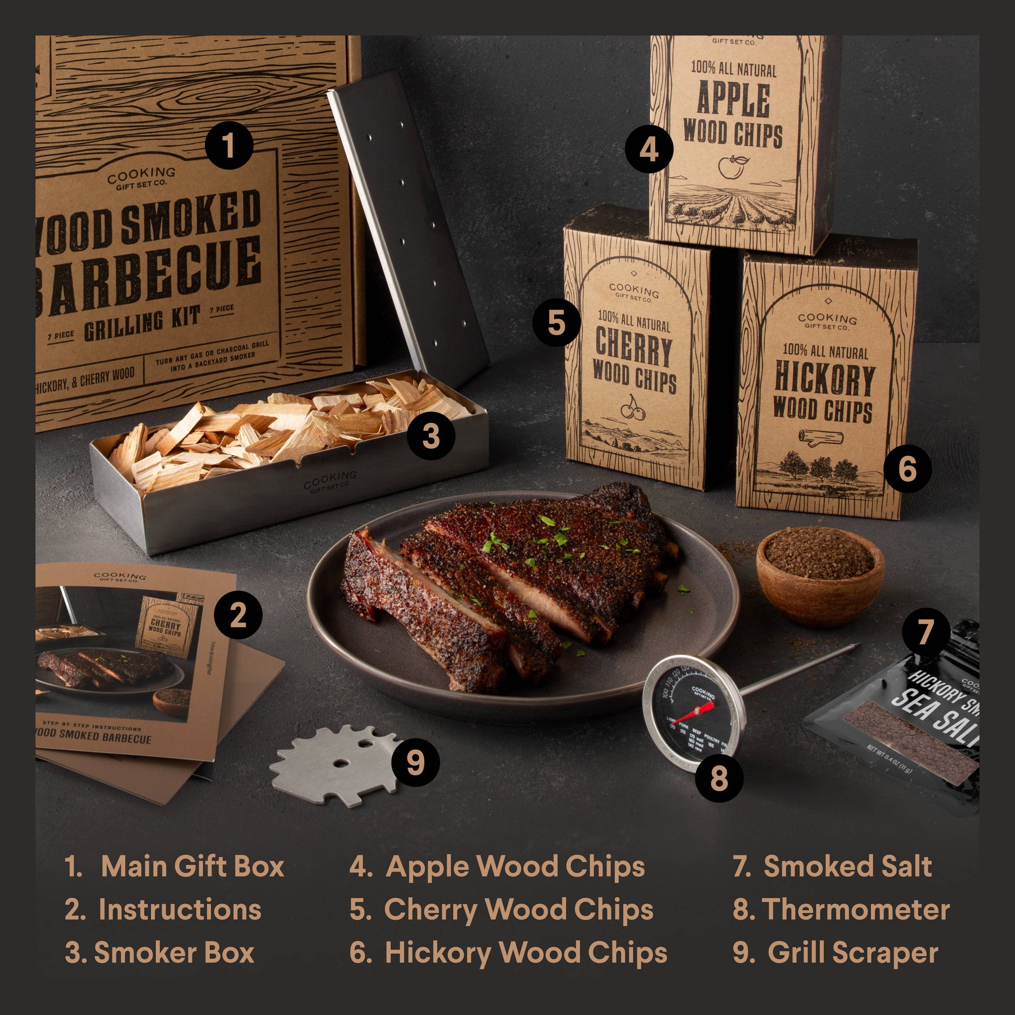 Wood Smoked BBQ Grilling Gift Set