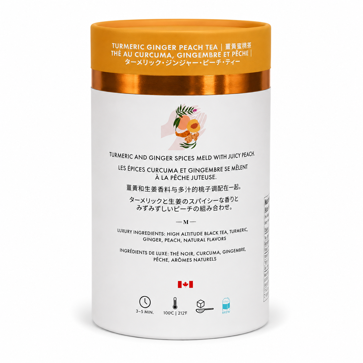Turmeric Ginger Peach Luxury Tea | Canadian | 24 Tea Bags
