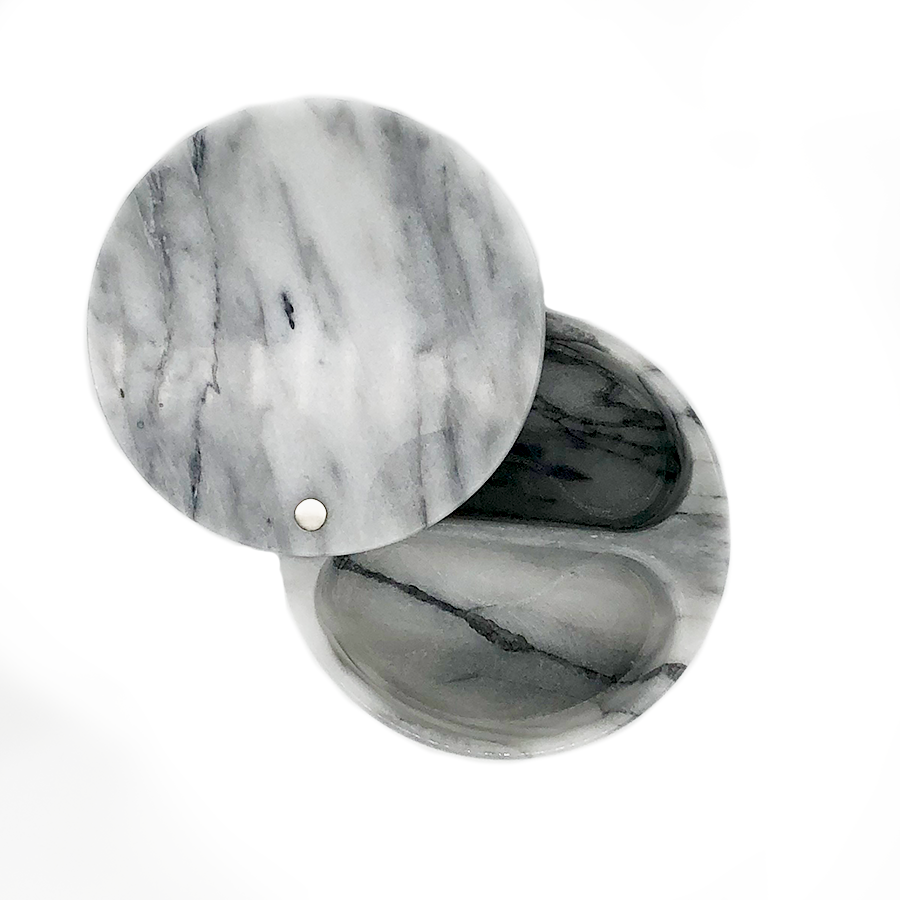 Marble Salt Box - white
