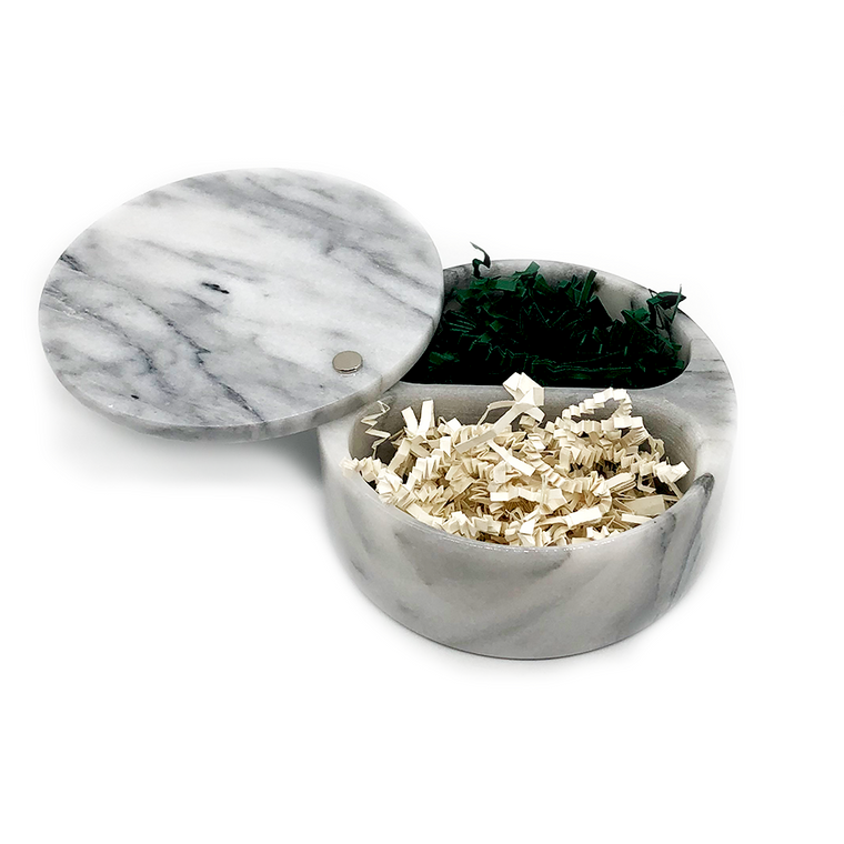Marble Salt Box - white