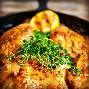 Roasted Chicken with Leek & Point Reyes Blue Cheese Polenta - EVOO & Vin

